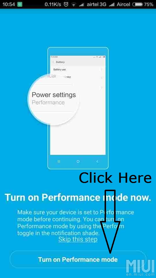 Turn on Performance mode-Mi Verification App