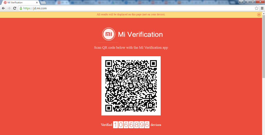 Brower address bar for QR Scan-Mi Verification App