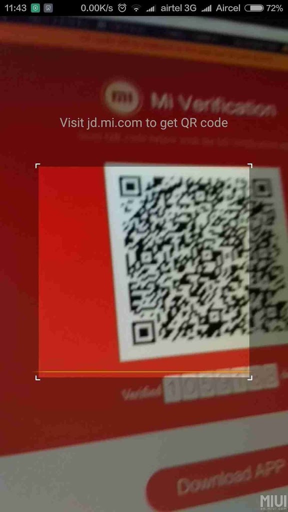 Brower address bar for QR Scan-Mi Verification App