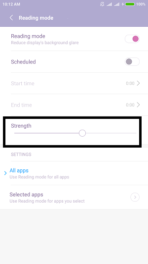 Strength adjust in Reading Mode