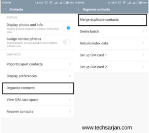 merging contact option in settings miui 8 -miui 9